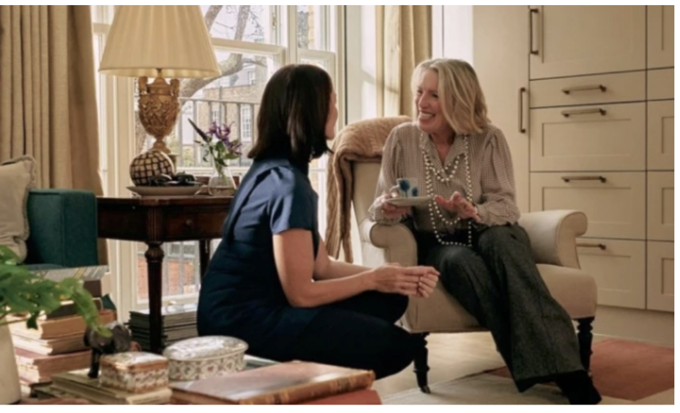 Family visit and conversation in a comfortable home setting